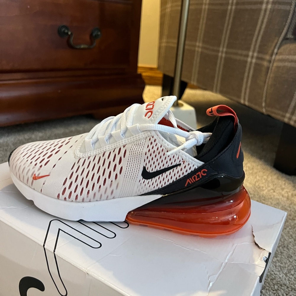 Nike Air Max 270 White and Red Sneakers